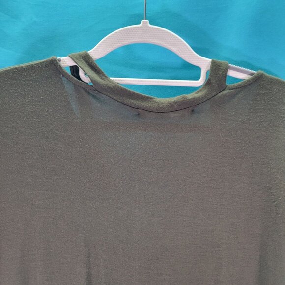 A.Ok Coevolution Womens Olive Green Twist Front V-Neck Short Sleeve Top Size L - Picture 7 of 10